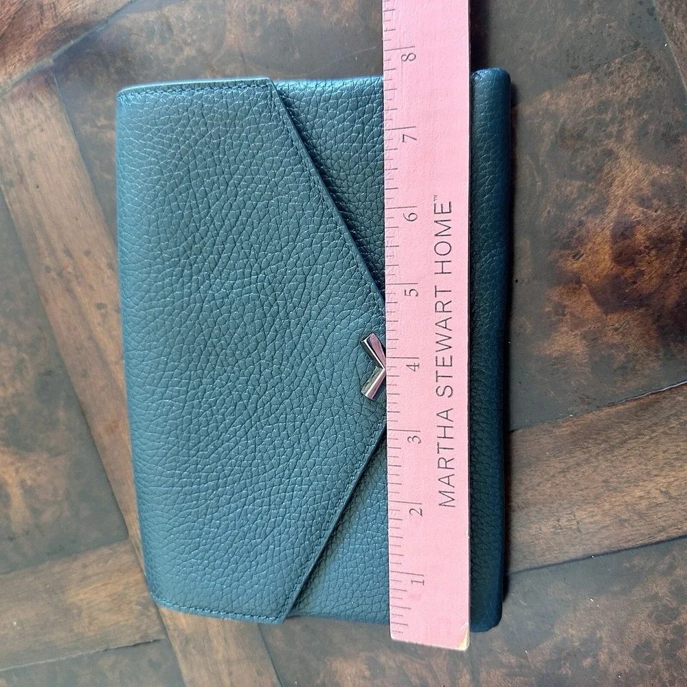 Botkier Handbag‎ Clutch Bag 7.5 Inch Green Teal Pebbled Leather No Chain Strap